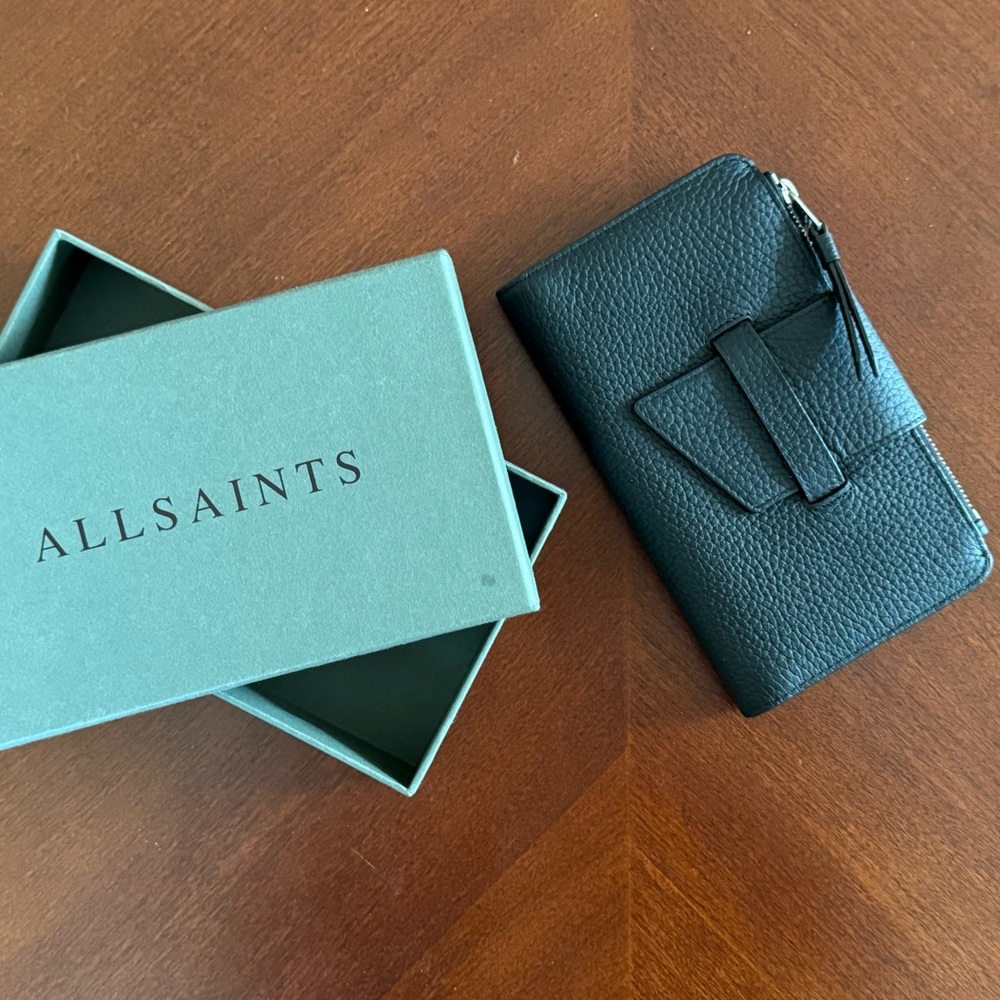 AllSaints Black Ray Leather Wallet